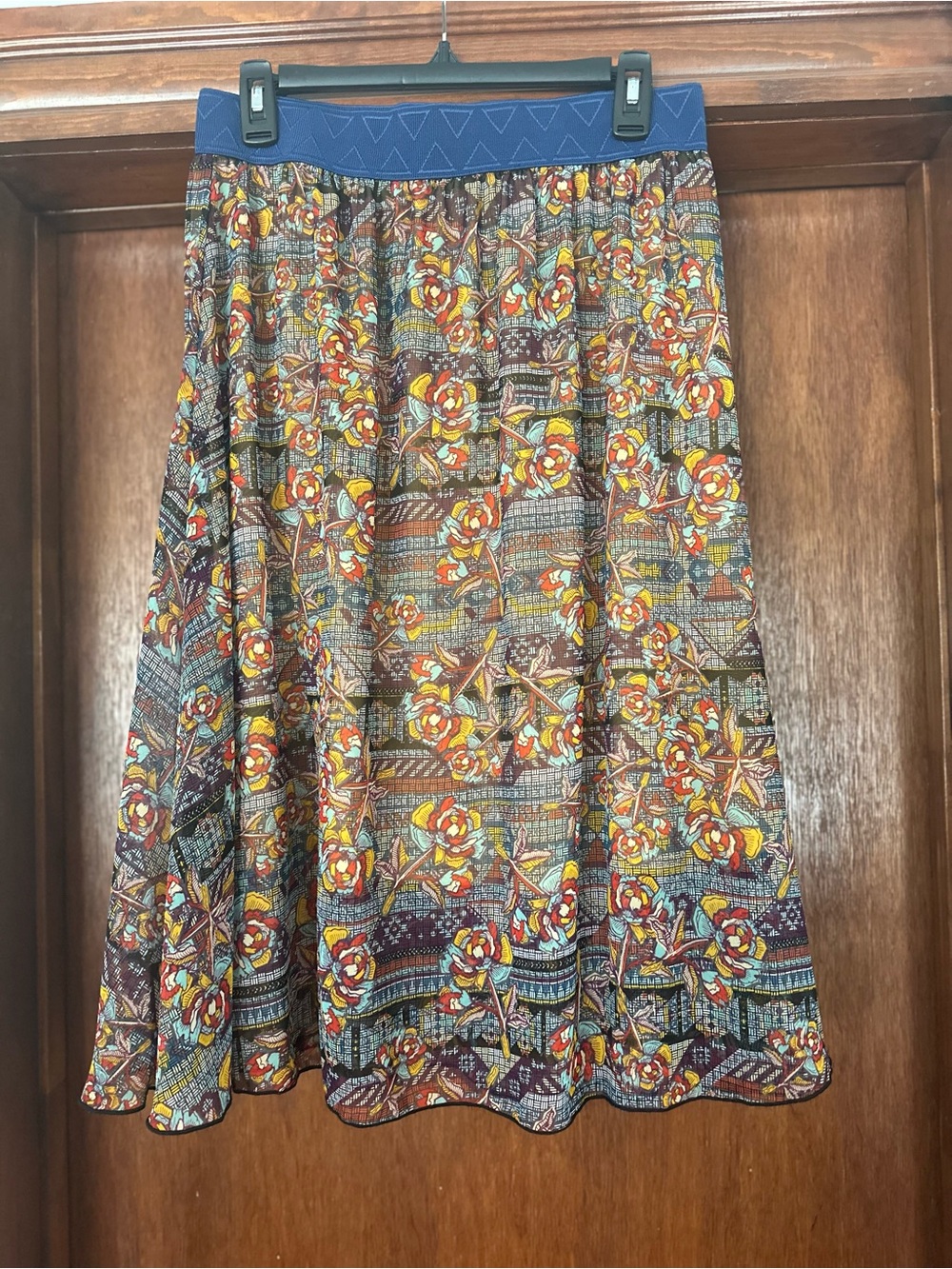 LuLaRoe Navy Waist Floral Multicolor Circle Skirt